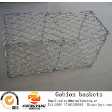 Anti corrosion galvanized wire woven gabion boxes reservoir closure stone gabion cages river supporting gabion baskets